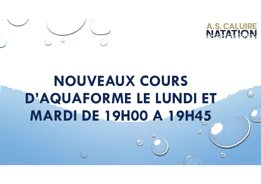 Nouveaux cours Aquaforme !