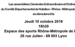 Assemblée générale du Comité du Rhône de Natation